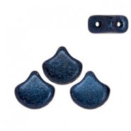 Ginko Leaf Beads 7.5x7.5mm Metallic suede dark blue
